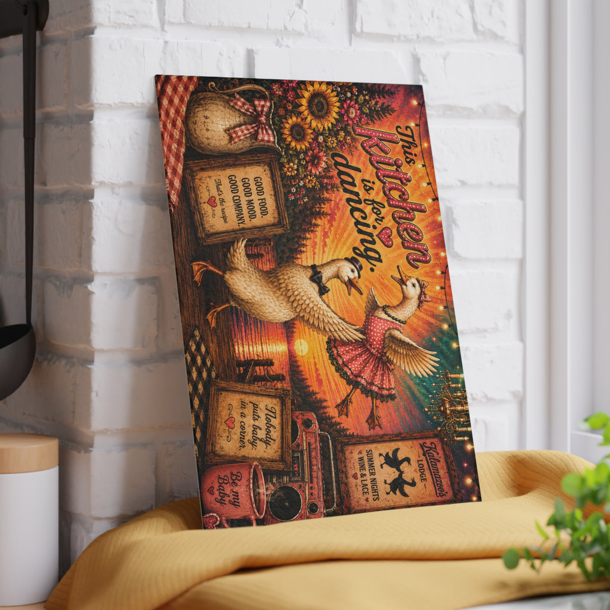 This Kitchen Is For Dancing Glass Cutting Board | Dancing Geese Kitchen Decor