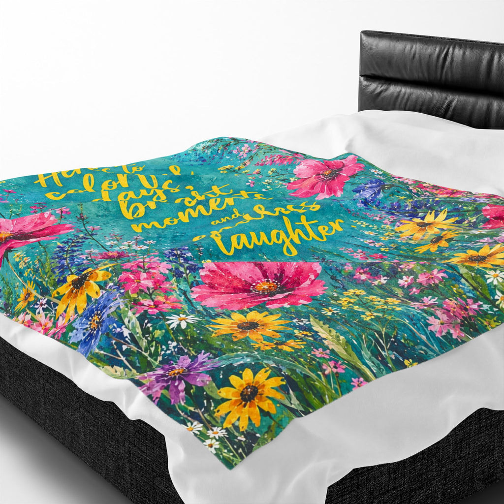 Colorful Floral Quote blanket | Velveteen Plush Blanket
