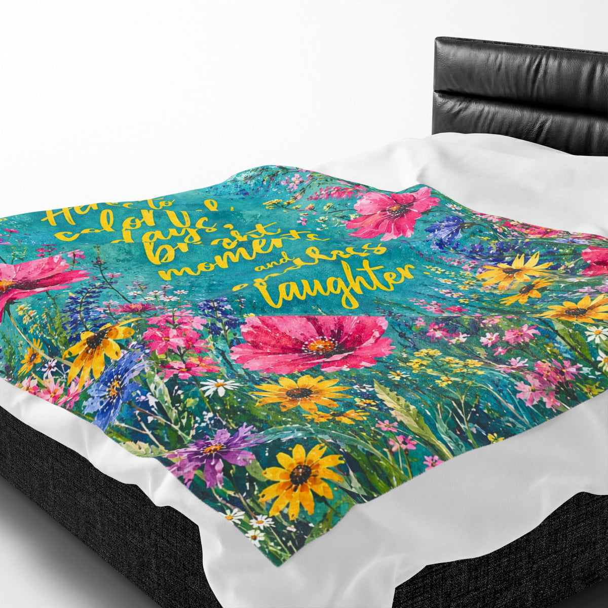Colorful Floral Quote blanket | Velveteen Plush Blanket