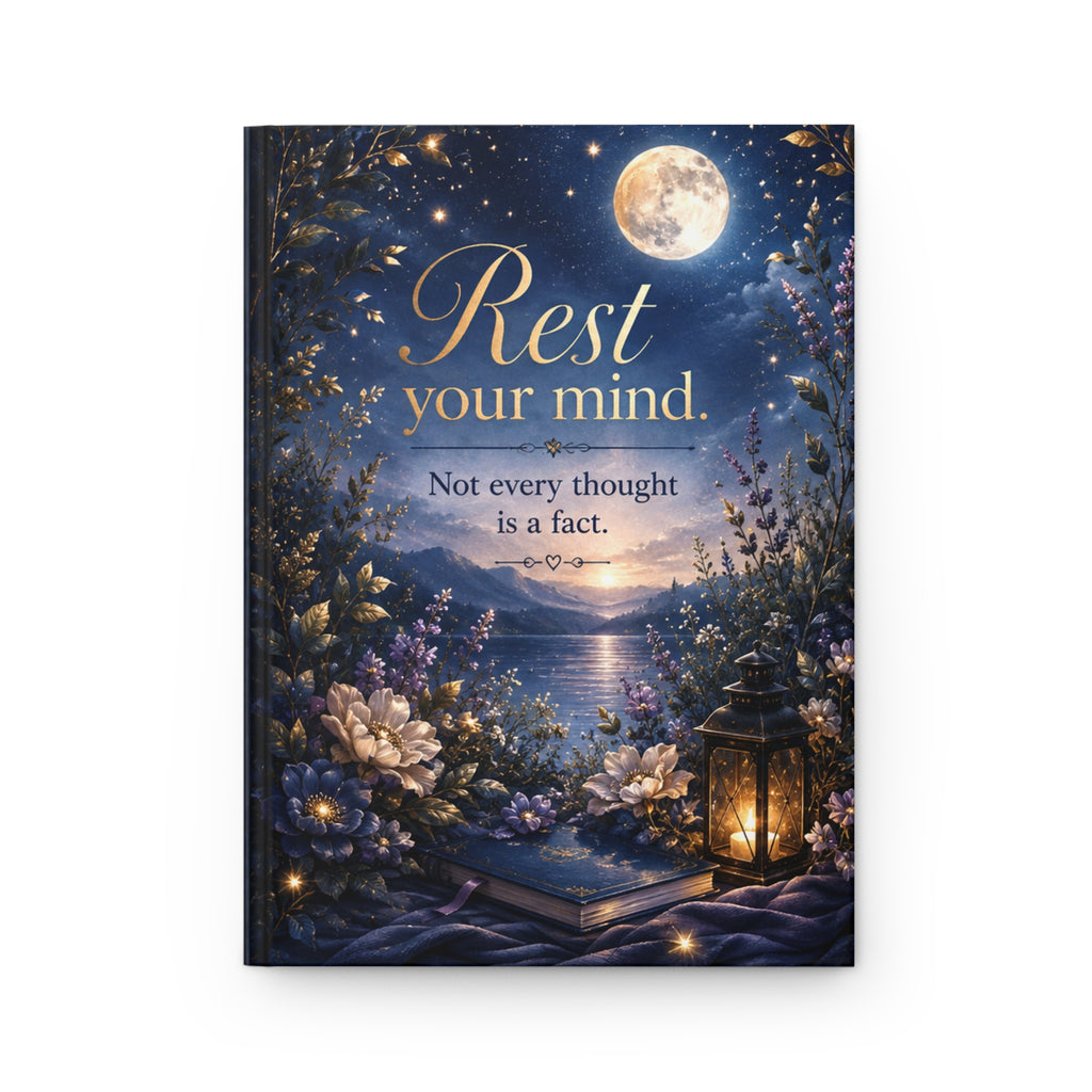Rest Your Mind hardcover journal | inspirational moonlit floral notebook