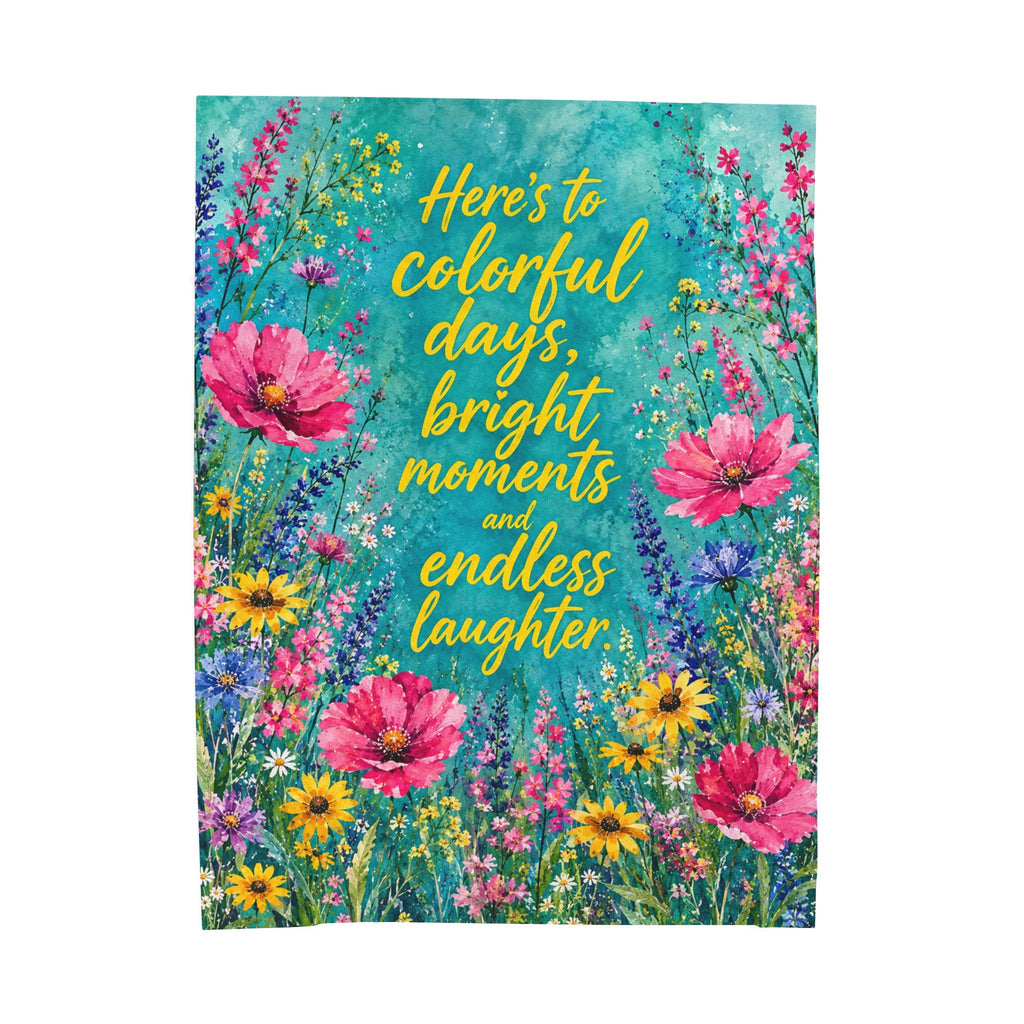 Colorful Floral Quote blanket | Velveteen Plush Blanket