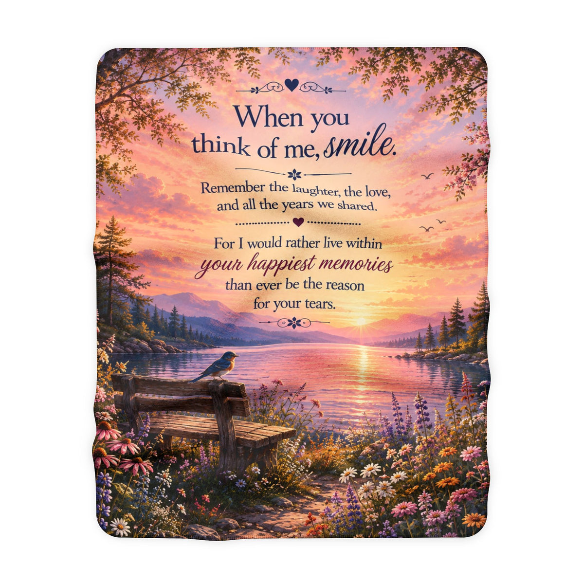 When You Think Of Me Smile Blanket | Memorial Sunset Landscape