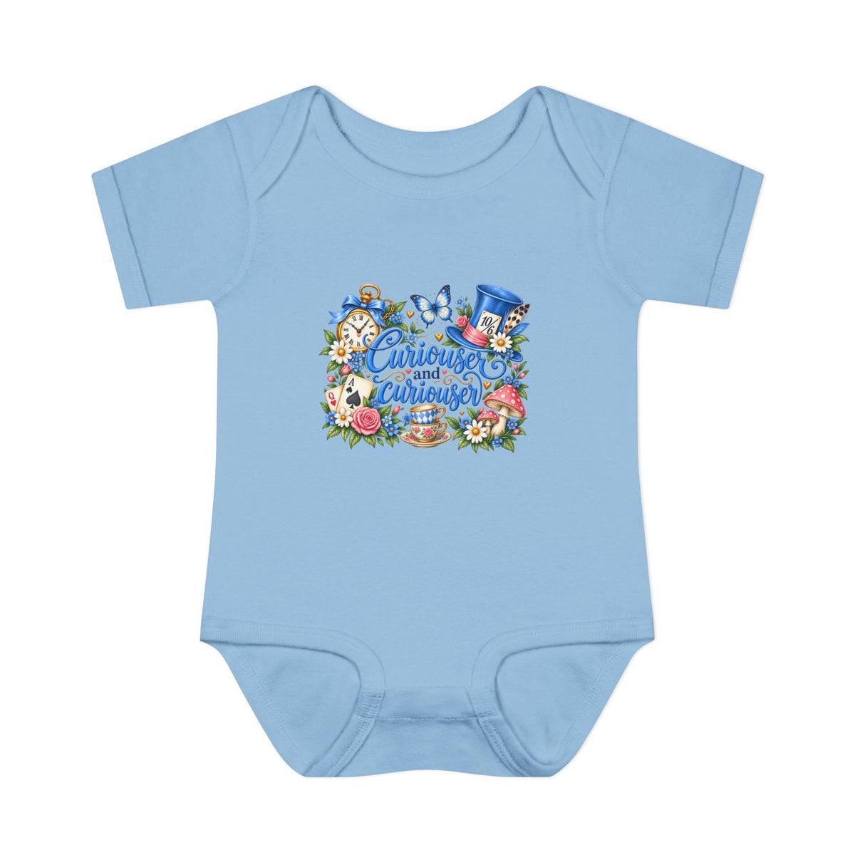 Little Wonderland Curiouser and Curiouser Alice Illustration Bodysuit | Baby Onesie