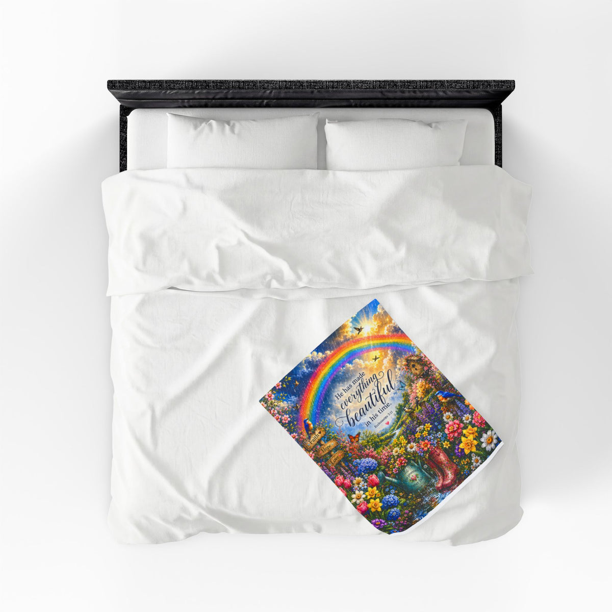 He Has Made Everything Beautiful blanket | Inspirational Bible Verse Velveteen Plush Blanket