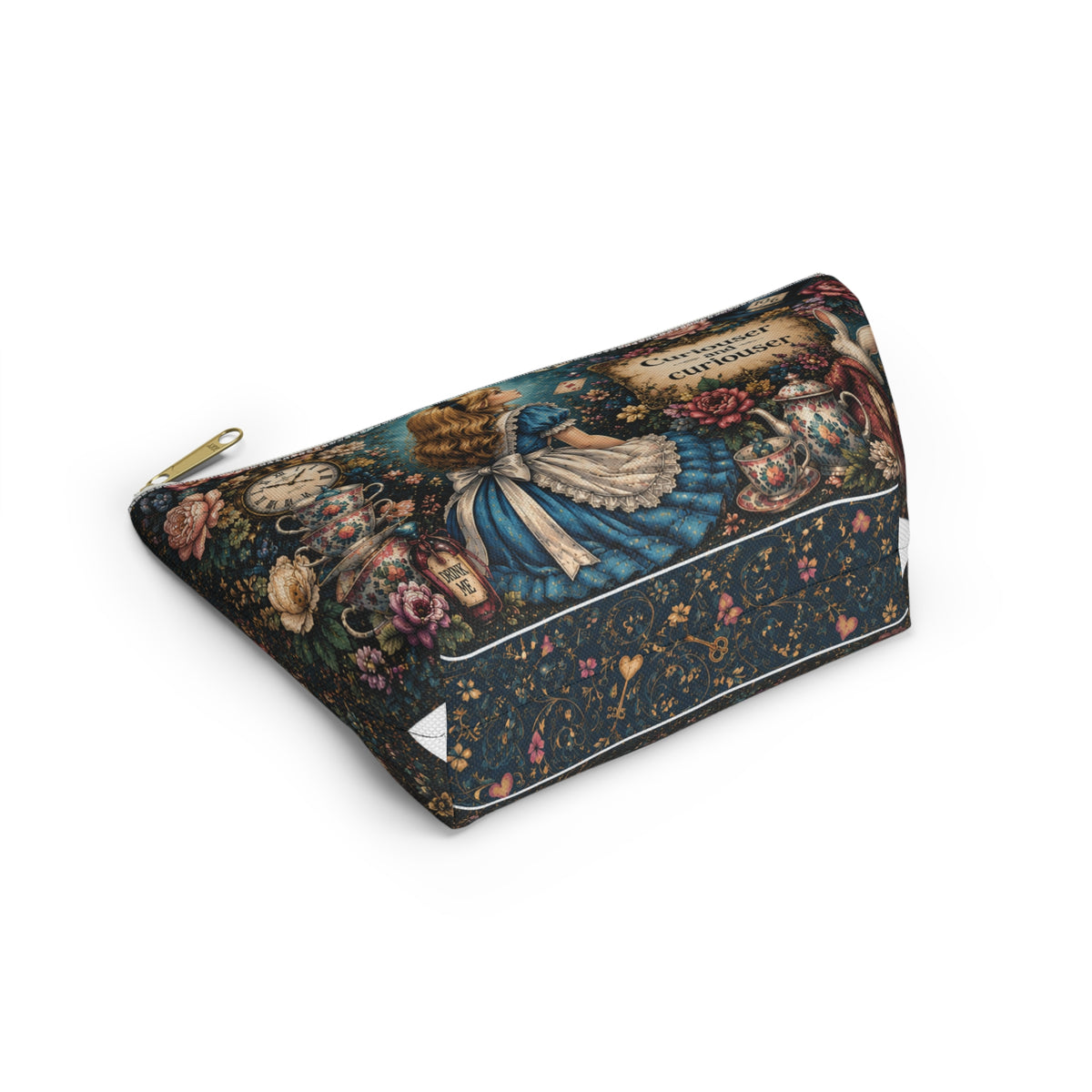 Alice in Wonderland illustration Accessory Pouch | Curiouser Curiouser T-bottom
