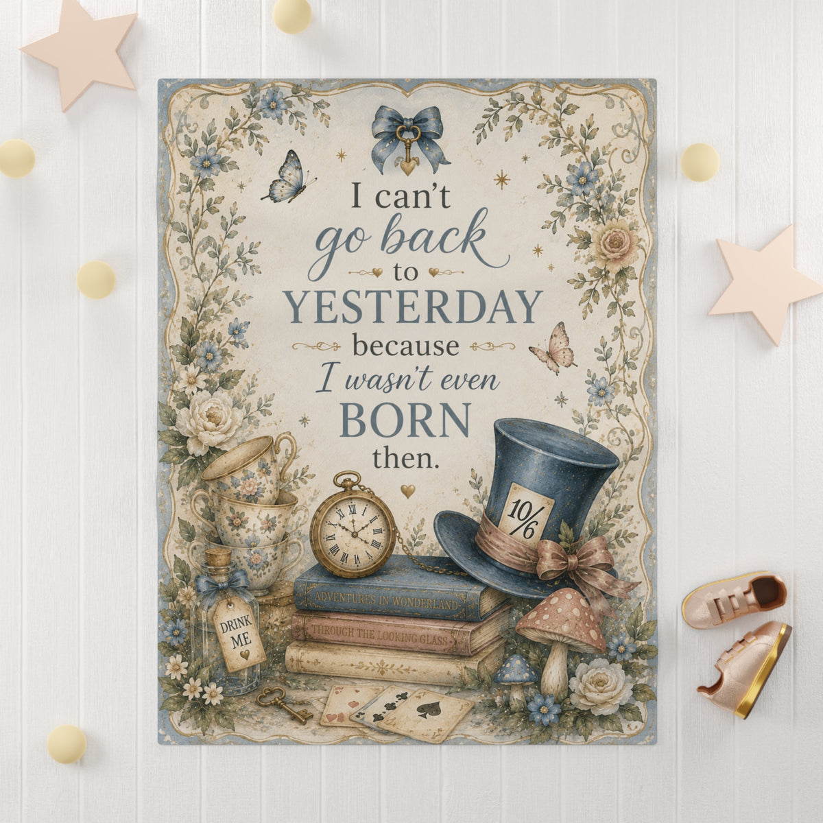 Little Wonderland quote Baby Blanket | vintage storybook design