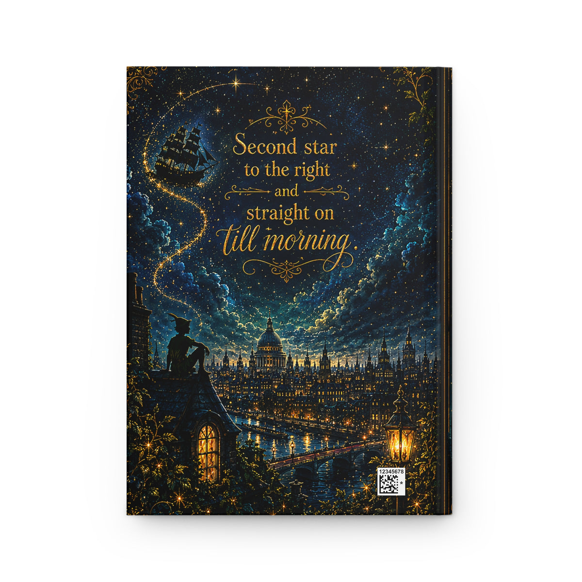 Never grow up Never stop dreaming Hardcover Journal | Peter Pan moonlit fantasy