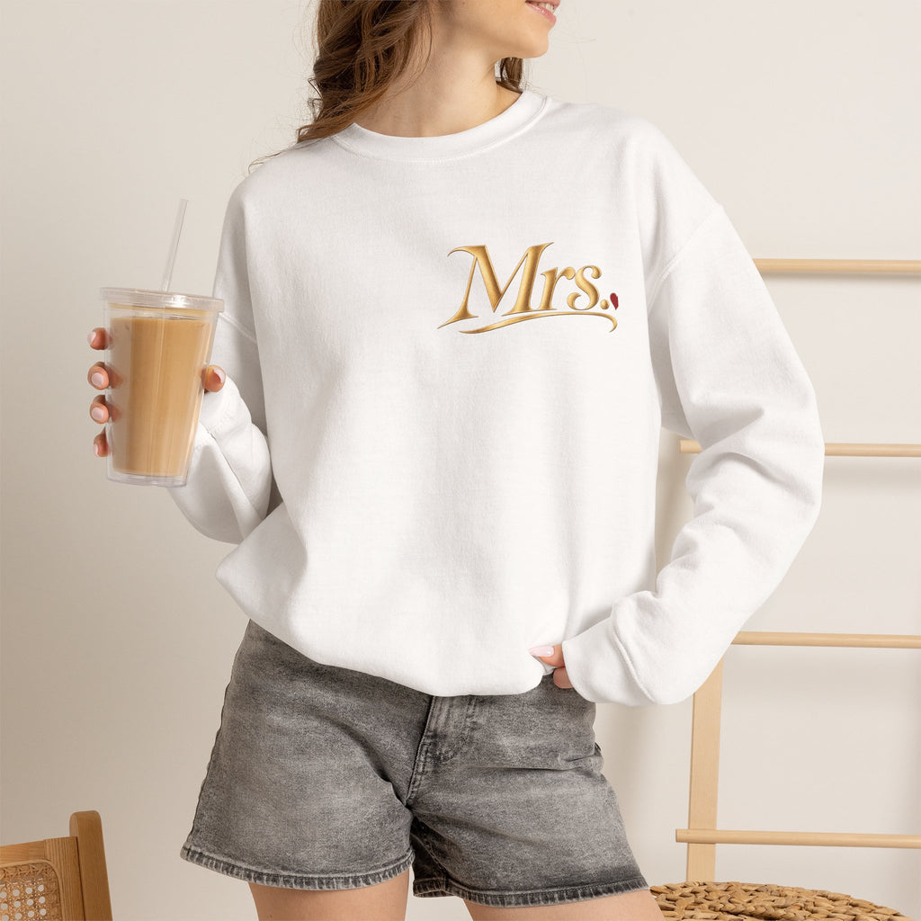 Just Eloped Mountain Scene Sweatshirt | Mrs. Script Chest Logo