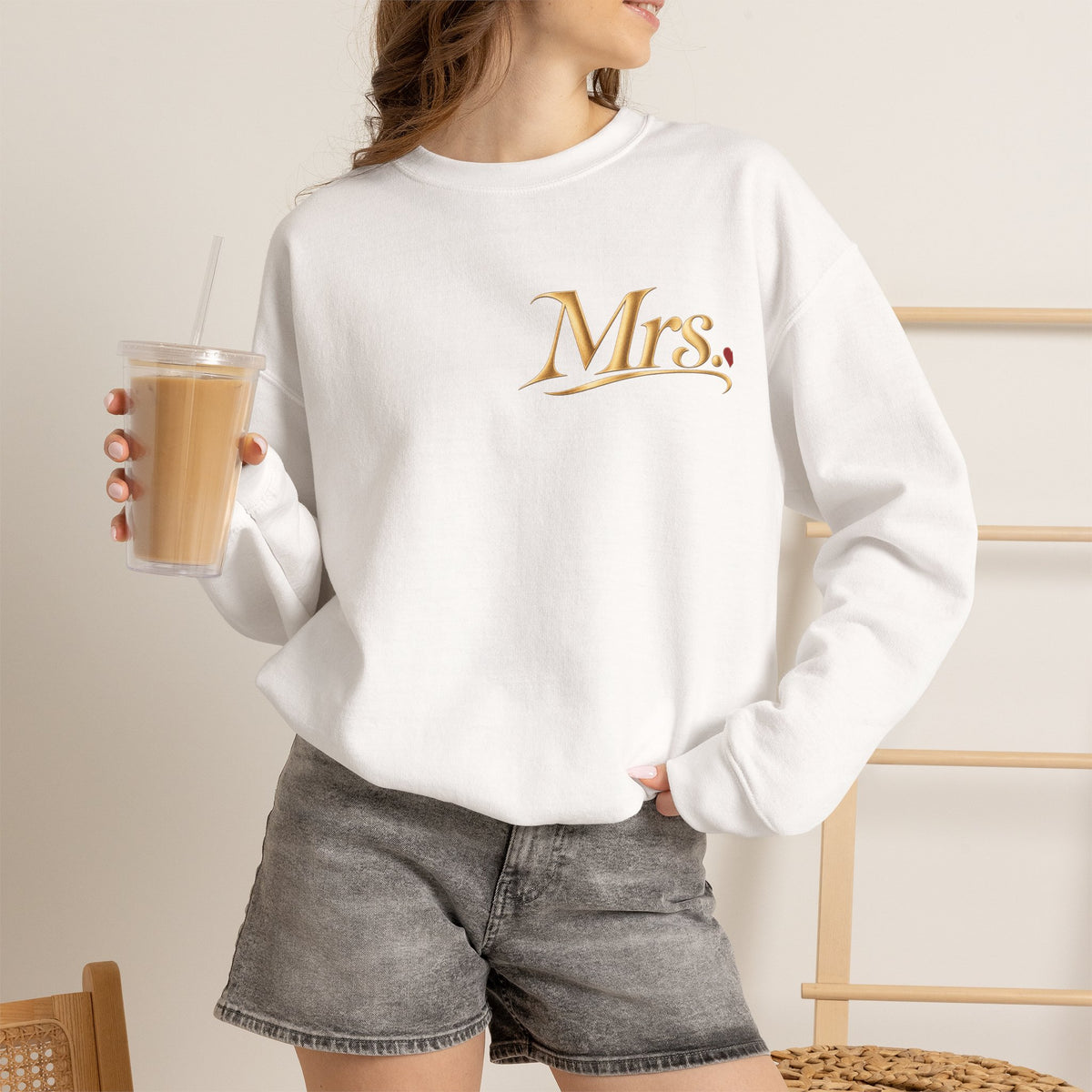 Just Eloped Mountain Scene Sweatshirt | Mrs. Script Chest Logo