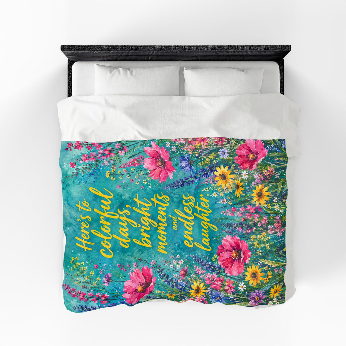 Colorful Floral Quote blanket | Velveteen Plush Blanket