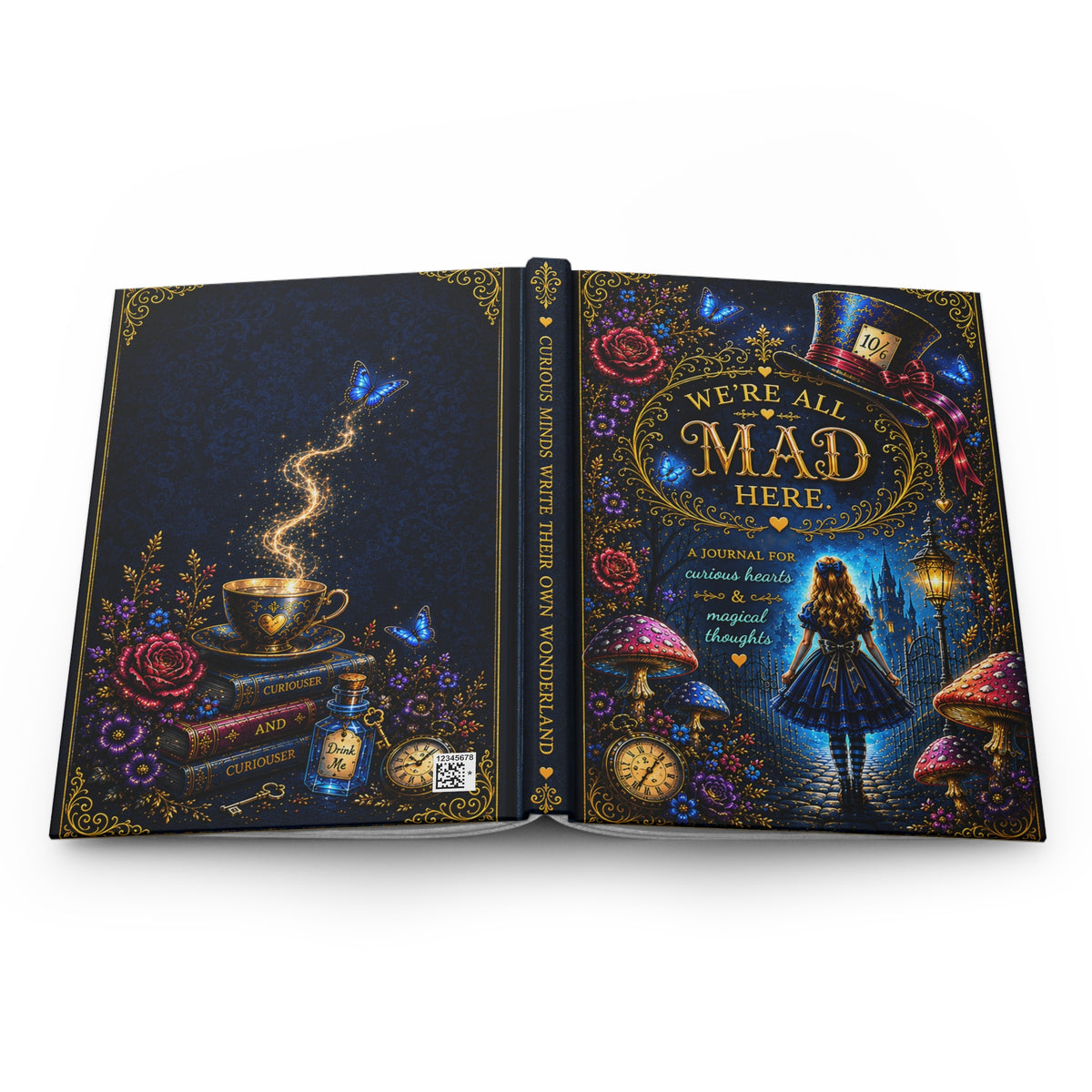 We Are All Mad Here Journal Hardcover | Alice in Wonderland Notebook