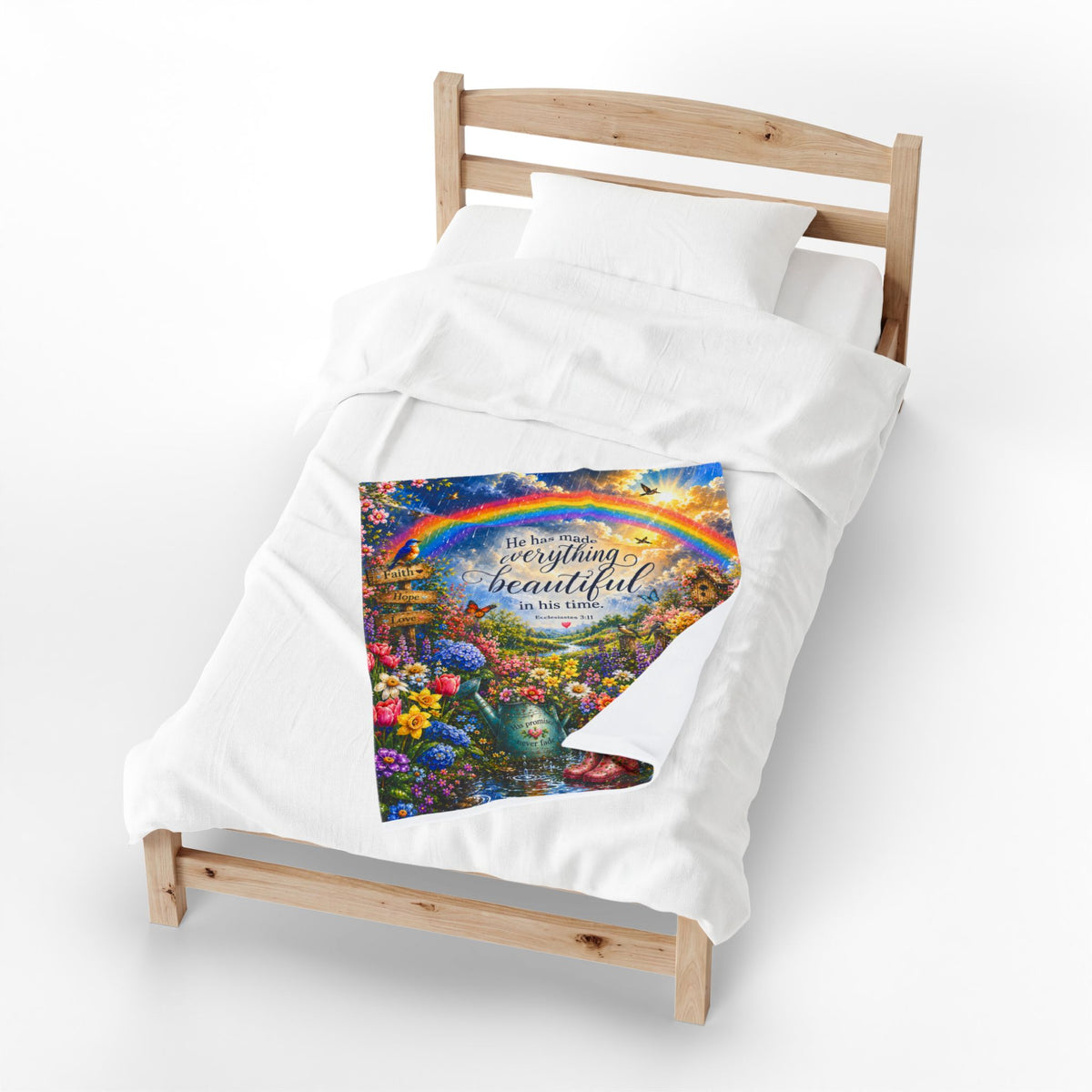 He Has Made Everything Beautiful blanket | Inspirational Bible Verse Velveteen Plush Blanket