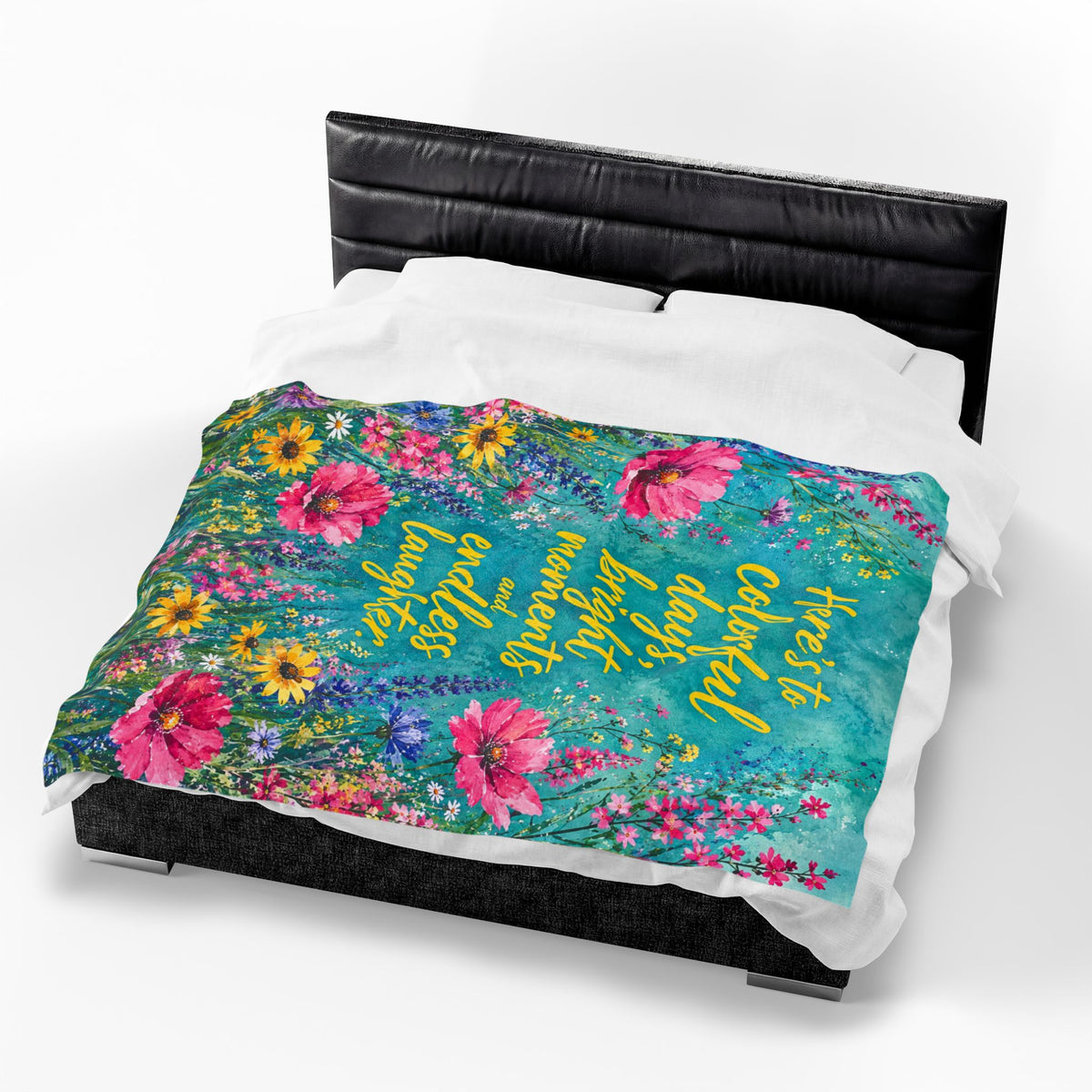 Colorful Floral Quote blanket | Velveteen Plush Blanket