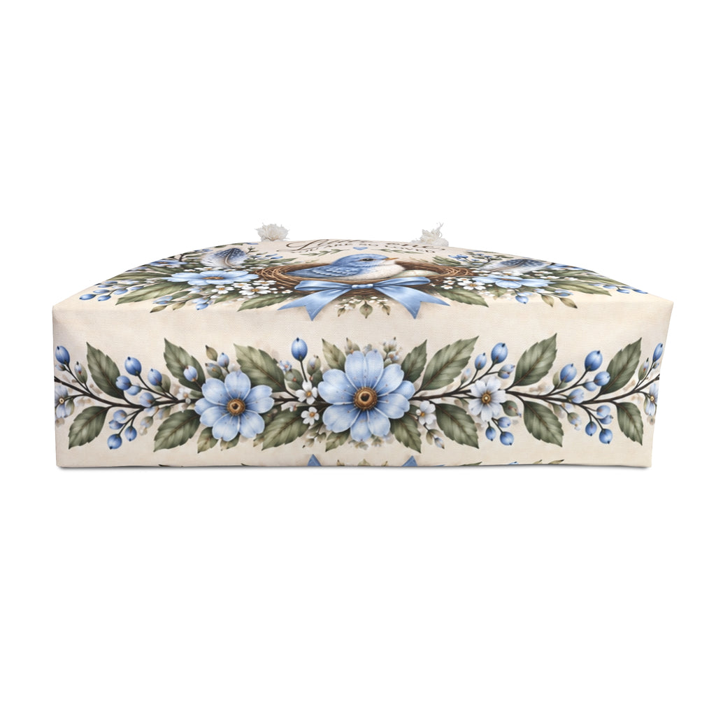 Little Nest Little One You Are So Loved Weekender Bag | Blue Bird Nest Floral