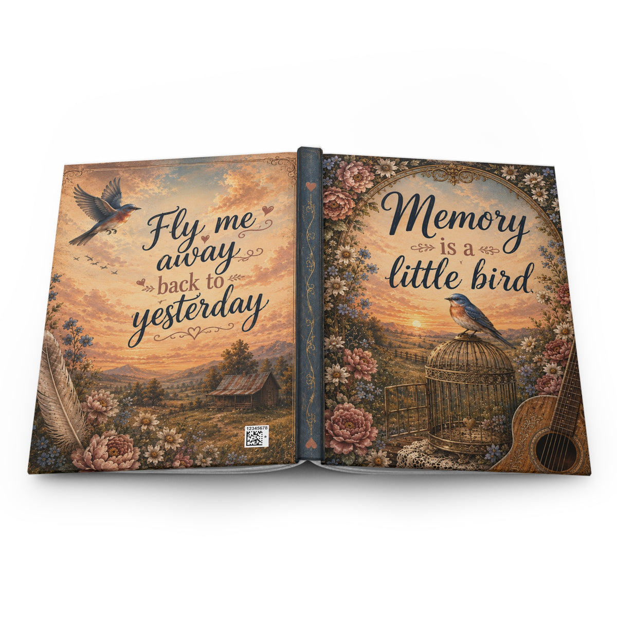 Dolly Inspired Memory is a Little Bird hardcover journal | lined notebook, vintage bird art