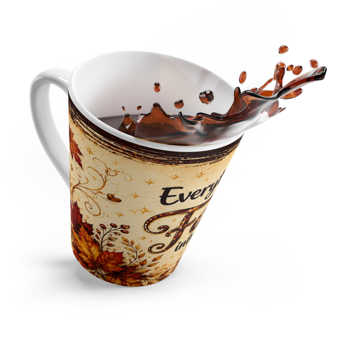 Everything Will Fall Into Place Latte Mug | Autumn Leaves, Rustic Fall Quote