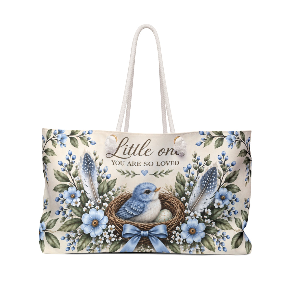 Little Nest Little One You Are So Loved Weekender Bag | Blue Bird Nest Floral
