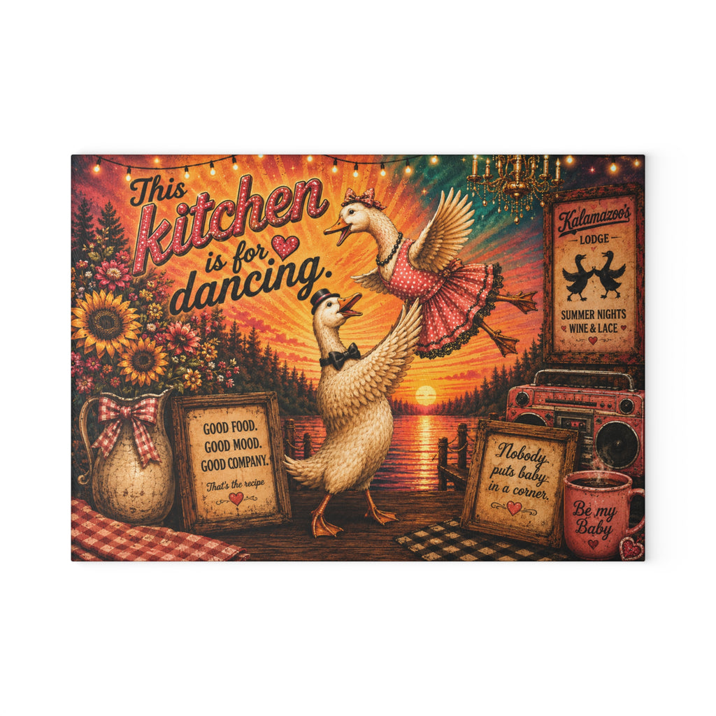 This Kitchen Is For Dancing Glass Cutting Board | Dancing Geese Kitchen Decor