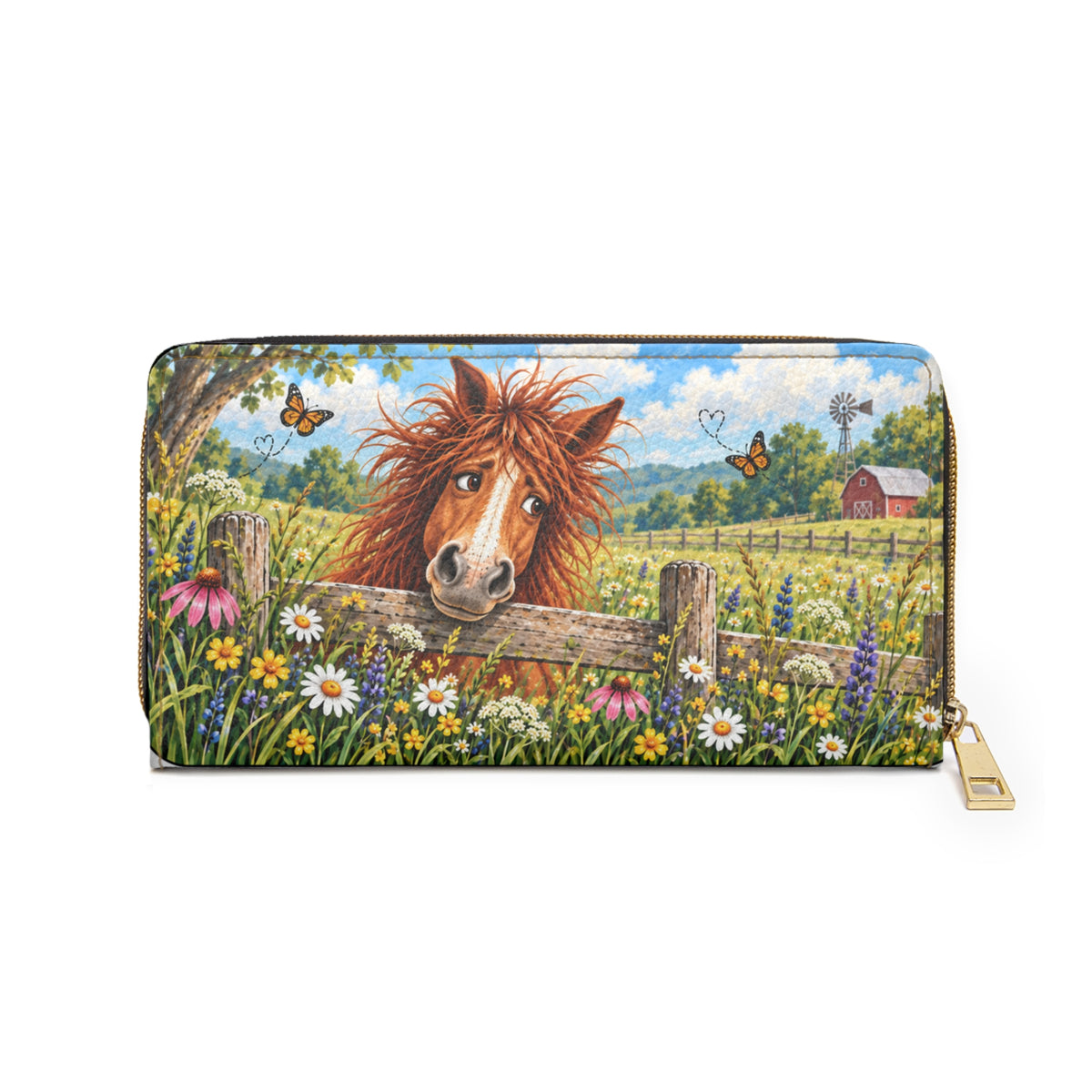 Financially Unstable Horse Zipper Wallet | Cute Farm Animal Illustration