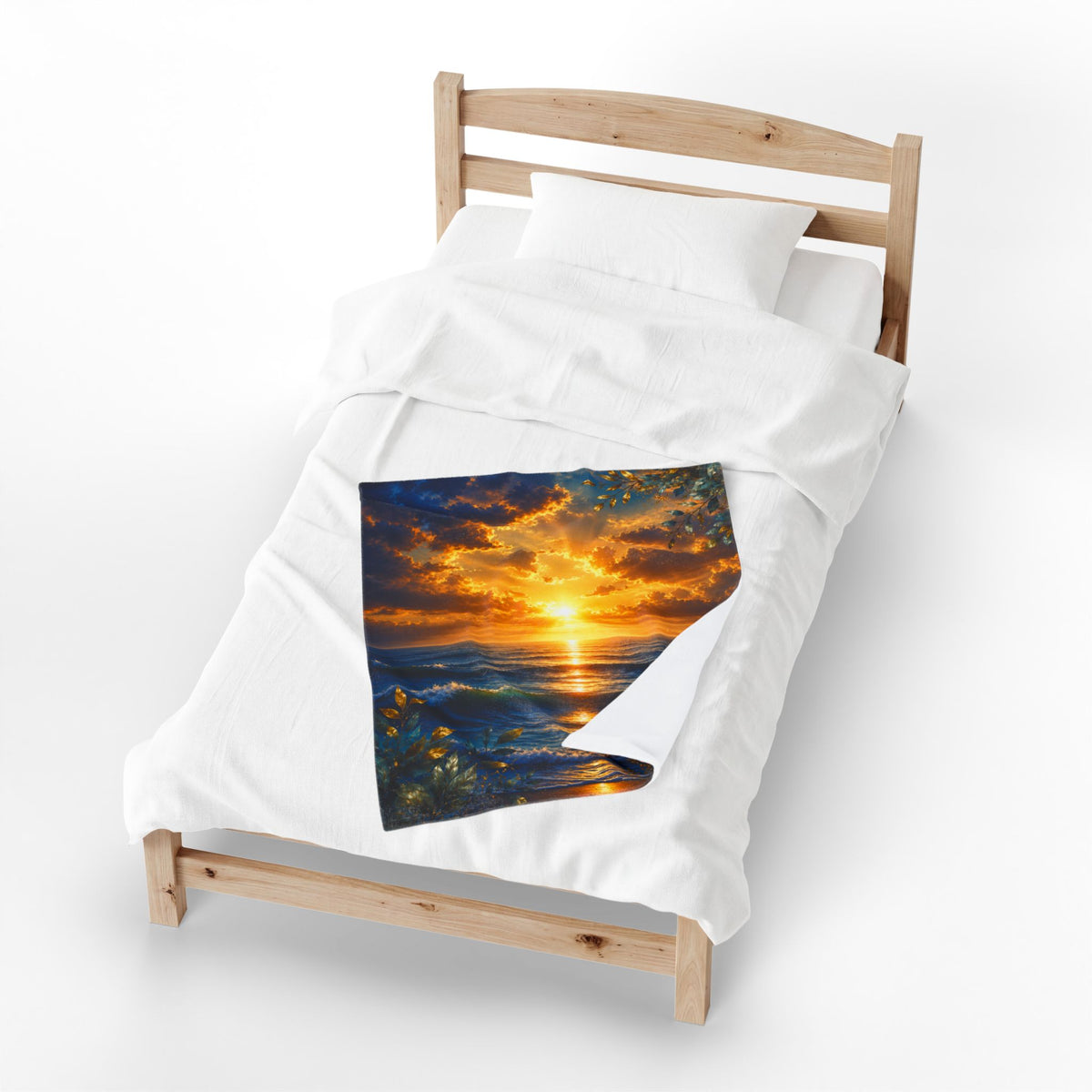 Sunset Ocean Sunrise Blanket | Seascape Waves, Golden Sky