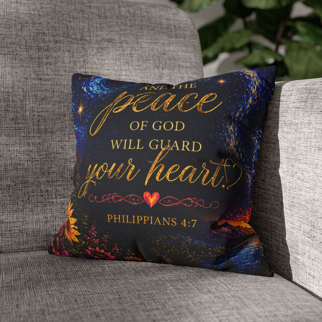 Peace of God Scripture pillowcase | Philippians 4:7 decorative throw