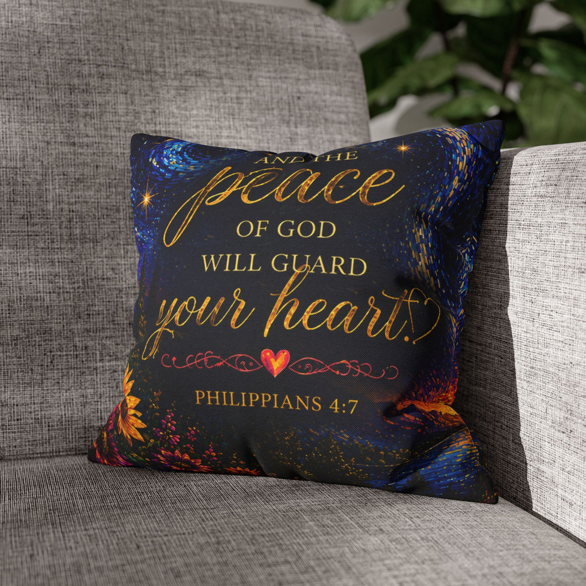 Peace of God Scripture pillowcase | Philippians 4:7 decorative throw