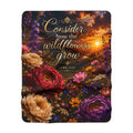 Consider How the Wild Flowers Grow Sherpa Blanket | Floral Sunset Scene