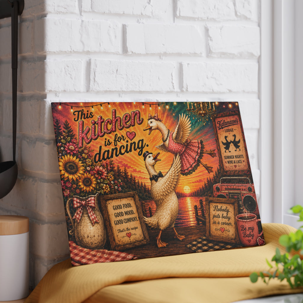 This Kitchen Is For Dancing Glass Cutting Board | Dancing Geese Kitchen Decor