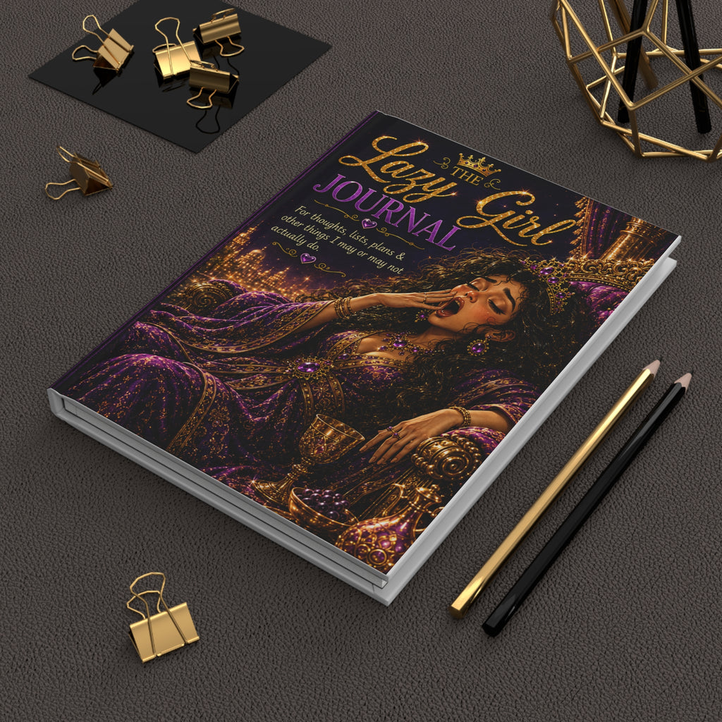 Lazy Girl journal Hardcover Journal | I already took my bra off purple gold cover