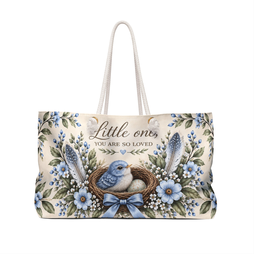 Little Nest Little One You Are So Loved Weekender Bag | Blue Bird Nest Floral