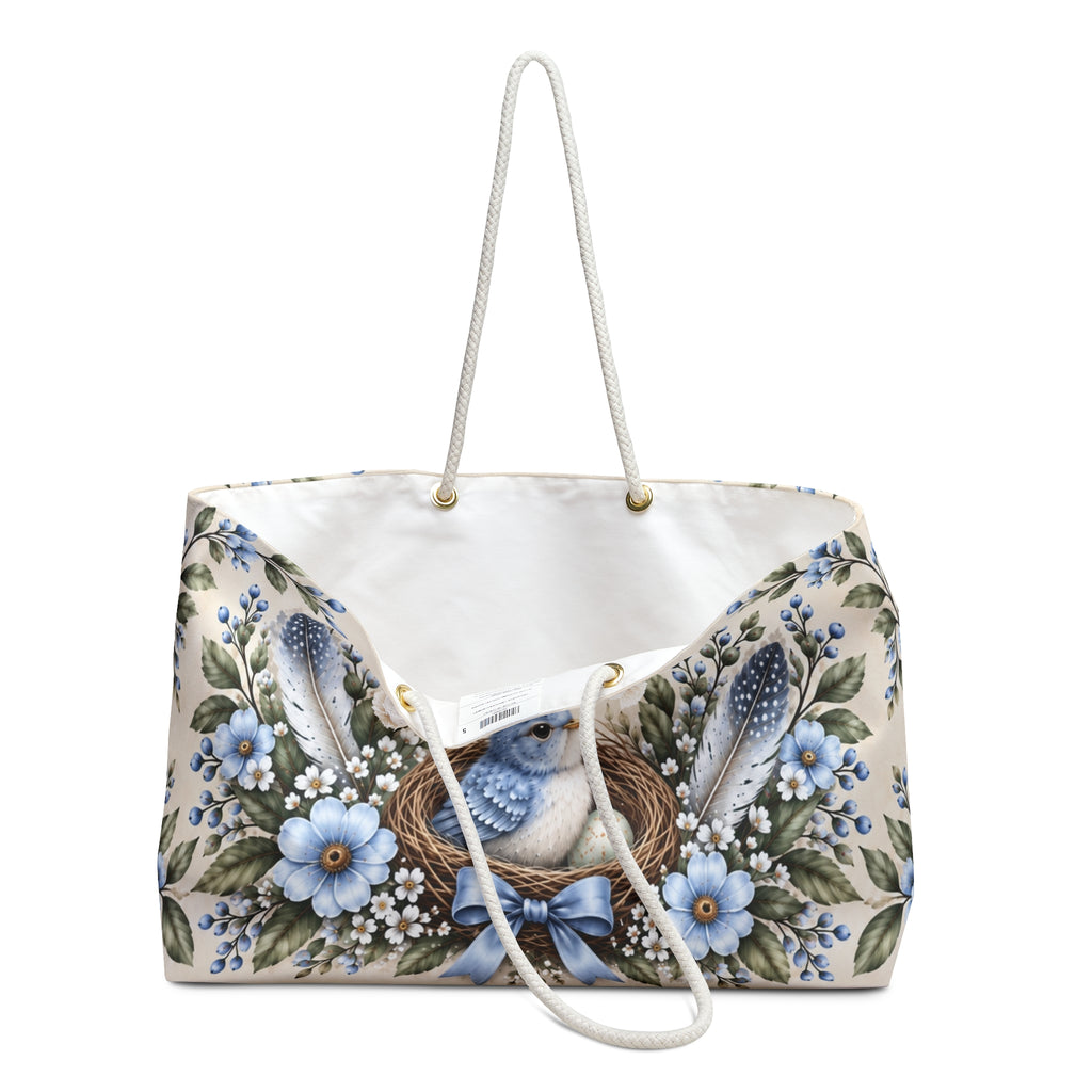 Little Nest Little One You Are So Loved Weekender Bag | Blue Bird Nest Floral