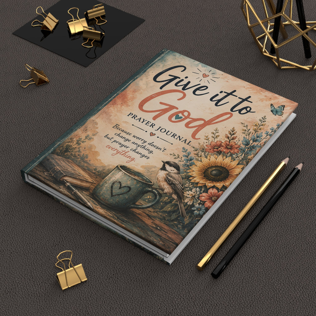 Give It to God Prayer Journal Hardcover | Christian Faith Notebook, Sunflower Design