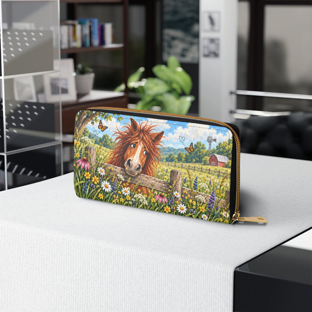 Financially Unstable Horse Zipper Wallet | Cute Farm Animal Illustration