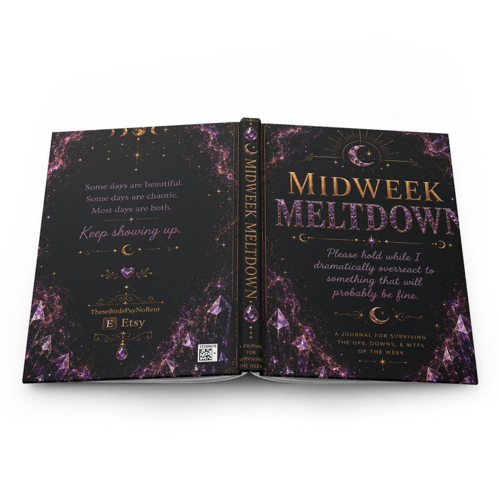 Midweek Meltdown Hardcover Journal | Matte celestial moon notebook
