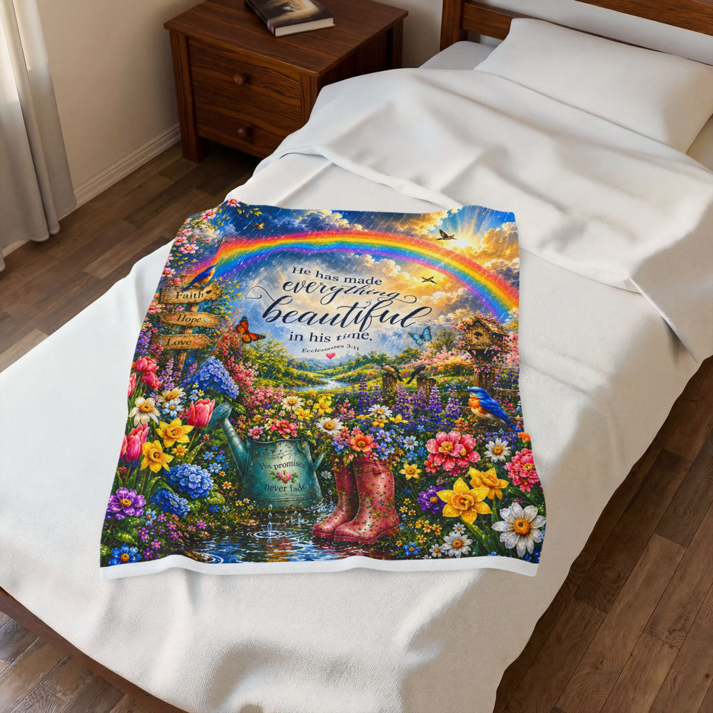 He Has Made Everything Beautiful blanket | Inspirational Bible Verse Velveteen Plush Blanket