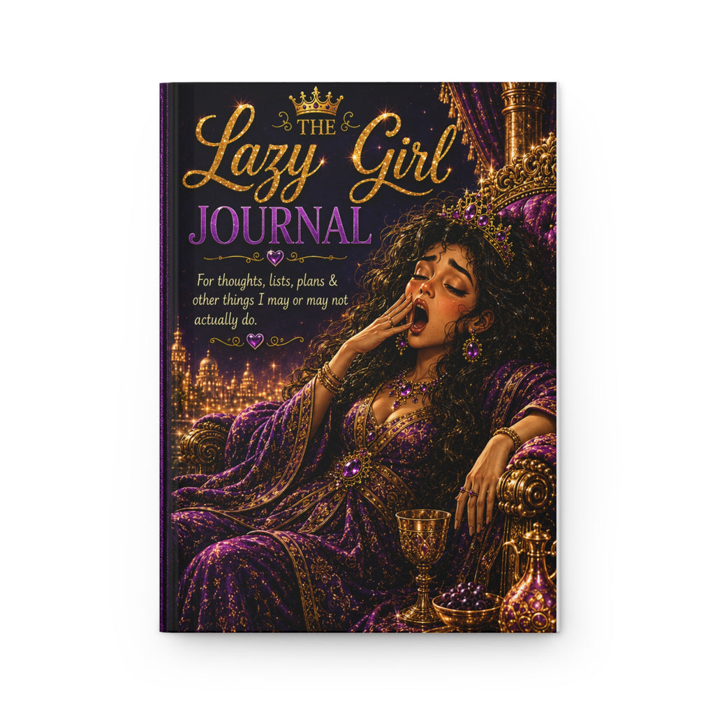 Lazy Girl journal Hardcover Journal | I already took my bra off purple gold cover