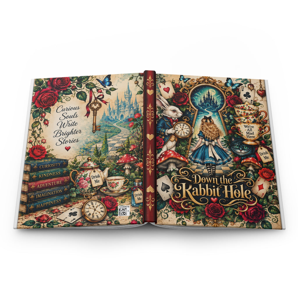 Alice in Wonderland Illustration Hardcover Journal | Down the Rabbit Hole Notebook