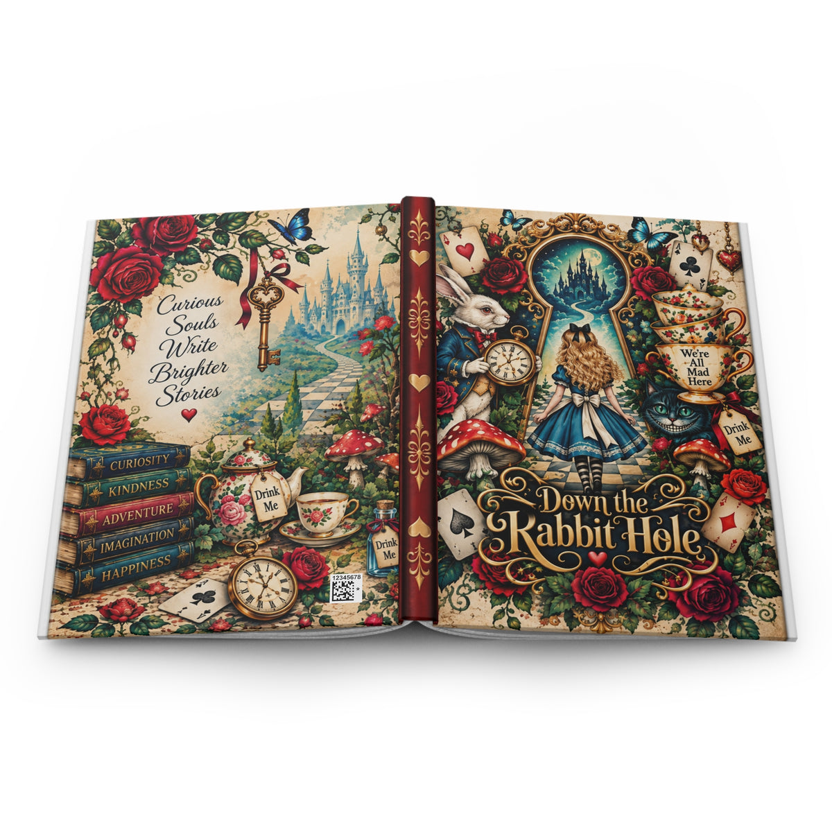 Alice in Wonderland Illustration Hardcover Journal | Down the Rabbit Hole Notebook