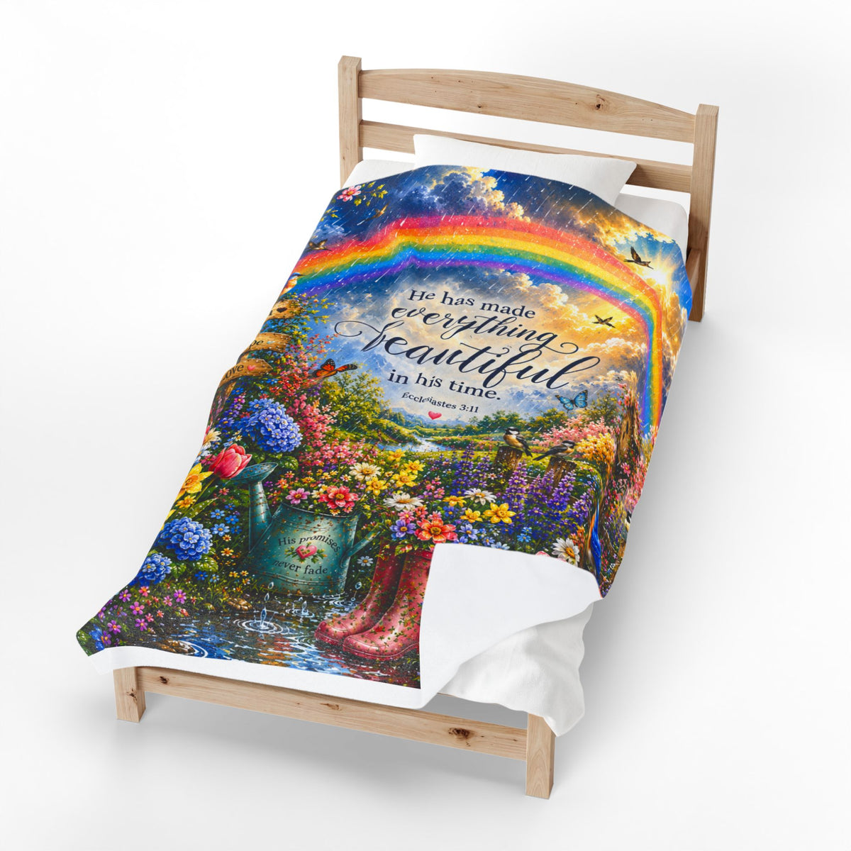 He Has Made Everything Beautiful blanket | Inspirational Bible Verse Velveteen Plush Blanket
