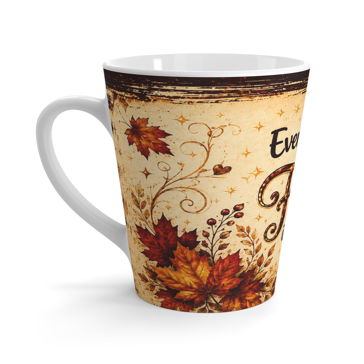 Everything Will Fall Into Place Latte Mug | Autumn Leaves, Rustic Fall Quote