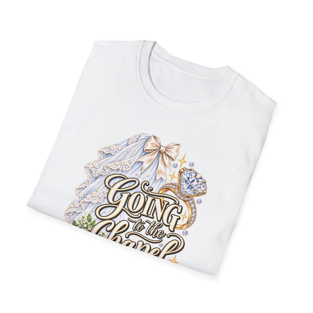 Going to the Chapel Couples T-Shirt | Wedding Veil Ring Bouquet Design