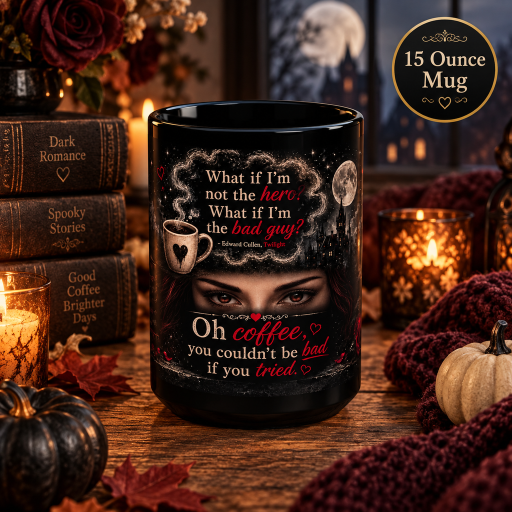 Twilight Inspired Dark Gothic Coffee Quote mug | Black 15oz ceramic