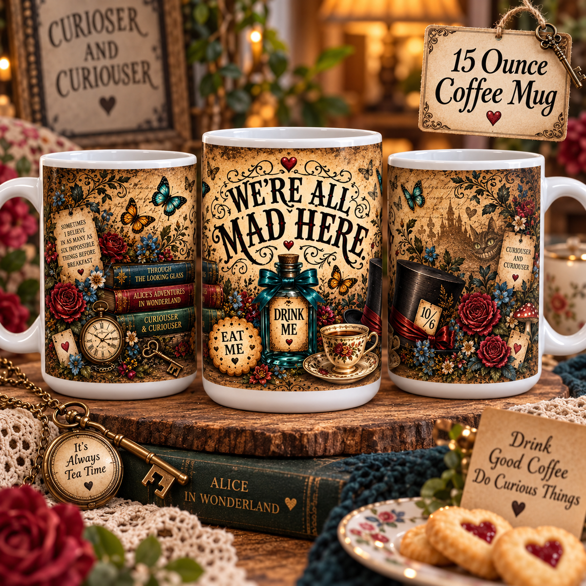 We Are All Mad Here Mug | Alice in Wonderland tea party design