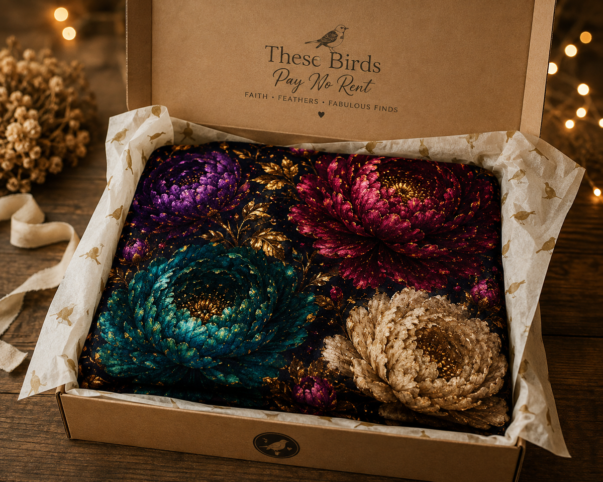 Vintage Jewel Tone Chrysanthemum Blanket | Sherpa Fleece