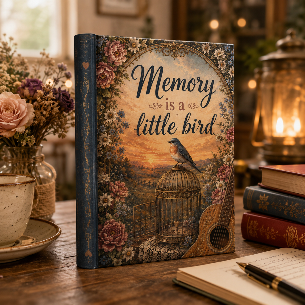 Dolly Inspired Memory is a Little Bird hardcover journal | lined notebook, vintage bird art