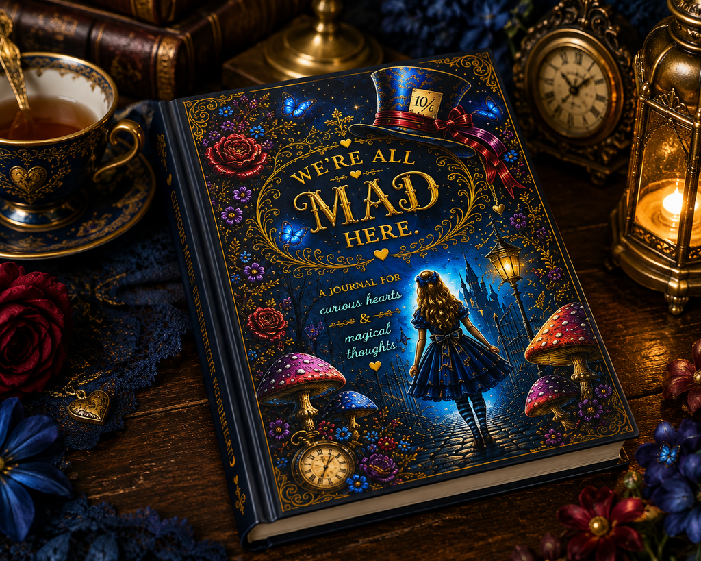 We Are All Mad Here Journal Hardcover | Alice in Wonderland Notebook