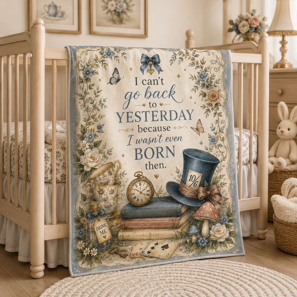 Little Wonderland quote Baby Blanket | vintage storybook design