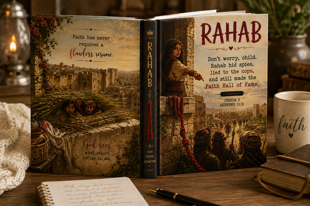 Rahab Bible Story Illustration Hardcover Journal | Faith Encouragement Notebook