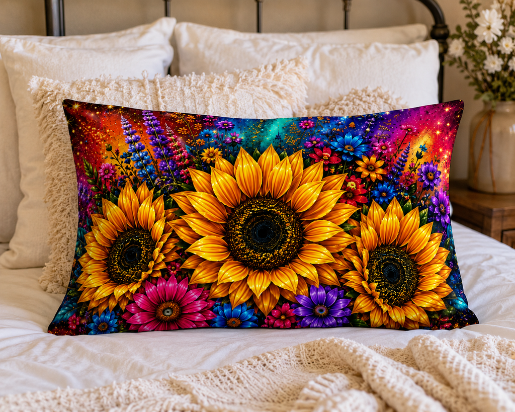 Sunflower Bouquet Satin Pillowcase | Vibrant Floral Body Pillowcase