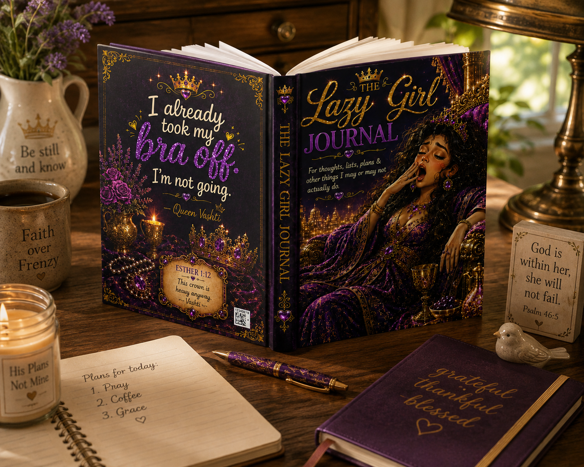 Lazy Girl journal Hardcover Journal | I already took my bra off purple gold cover